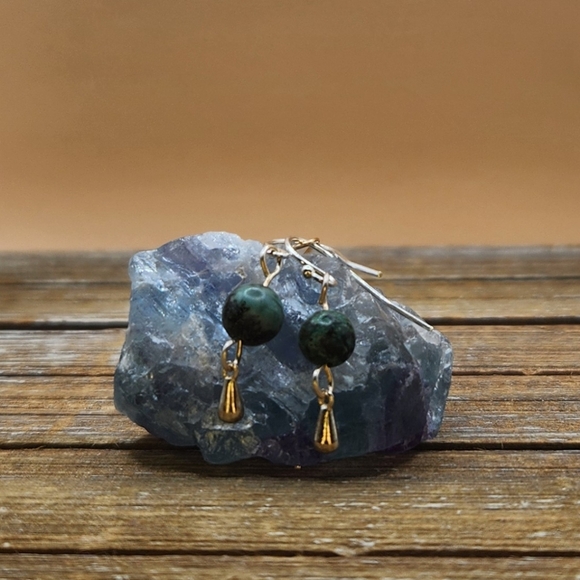 Persephone's Daughter Jewelry - African Turquoise and Sterling Silver Drop Earrings